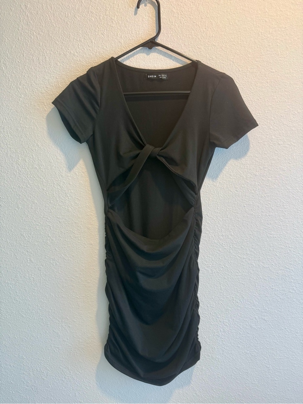 SHEIN Black Twist Front Cutout Bodycon Mini Dress